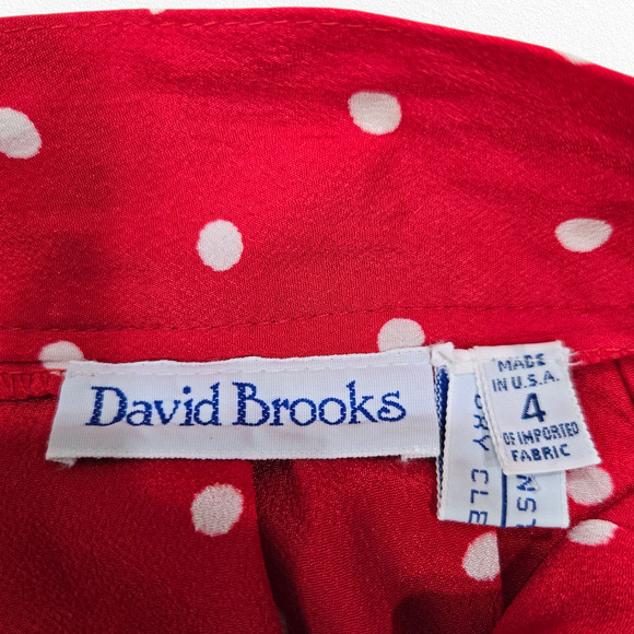 1980s Vintage David Brooks Red White Polka Dot Retro Career Skirt Suit Size 2 - Picture 13 of 16